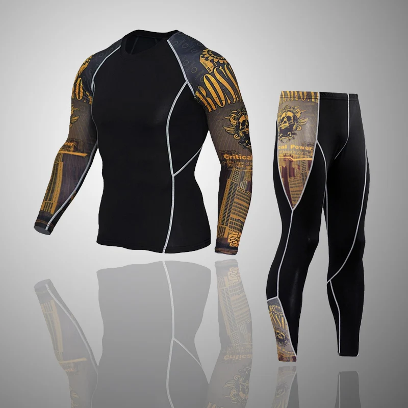 

Men's Running T-Shirt Sports Leggings Compression Underwear MMA Tactical Base Layer Sweat Gym Workout Set Thermo underwear xxxxl