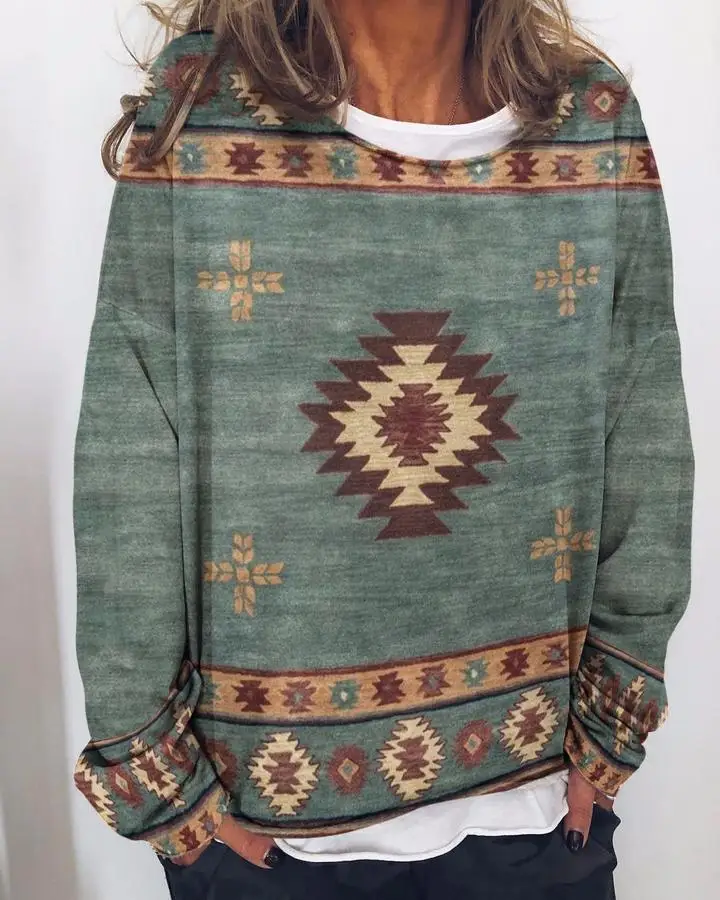 Women's Pullovers, Women's Casual O-Neck Loose Long Sleeve Tops Casual Shirts Basic Ethnic Printing Autumn Winter Sweatshirts
Women's Pullovers, Women's Casual O-Neck Loose Long Sleeve Tops Casual Shirts Basic Ethnic Printing Autumn Winter Sweatshirts