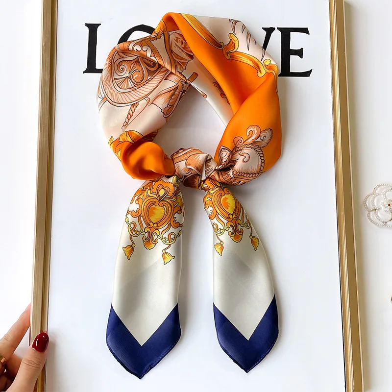 Print Headscarf Luxury Square Silk Scarf For Women Wraps Satin Shawl Headband Hijab Neckerchief Female Foulard Bandana 2022 
Print Headscarf Luxury Square Silk Scarf For Women Wraps Satin Shawl Headband Hijab Neckerchief Female Foulard Bandana 2022