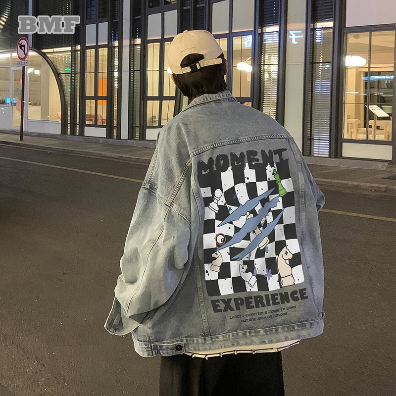 Korean Hip Hop Fashion Streetwear Loose Plus Size Denim Jacket Spring Lapel Checkerboard Print Couple Oversized Coat Harajuku
Korean Hip Hop Fashion Streetwear Loose Plus Size Denim Jacket Spring Lapel Checkerboard Print Couple Oversized Coat Harajuku