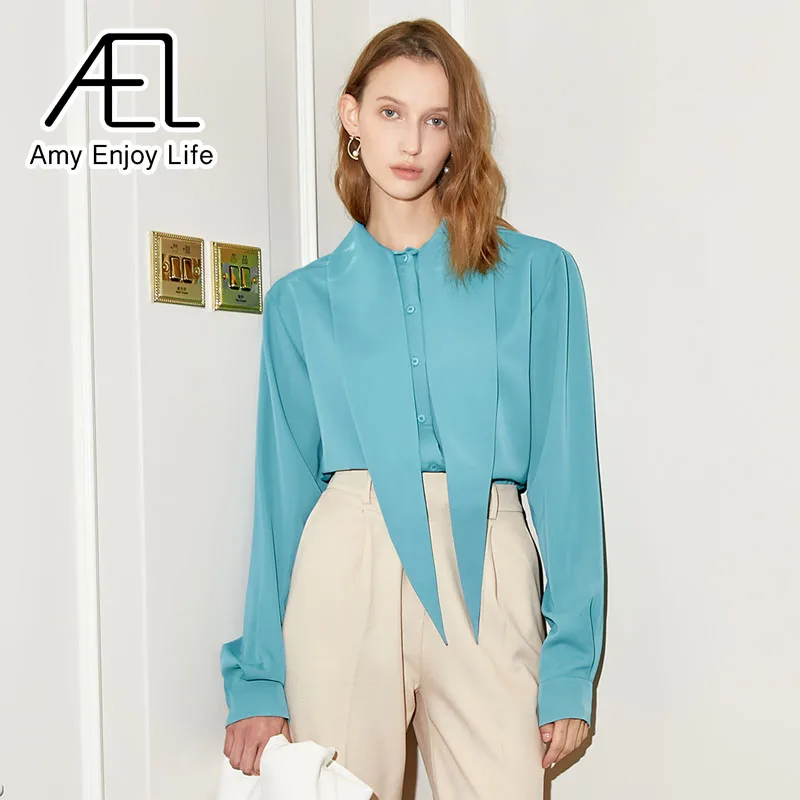 AEL Spring Women Elegant Satin Blouse Loose O Neck Top Long Sleeve Solid Color Office Ladies Fashion Streetwear Turquoise
AEL Spring Women Elegant Satin Blouse Loose O Neck Top Long Sleeve Solid Color Office Ladies Fashion Streetwear Turquoise