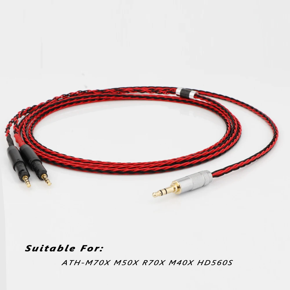 

HIFI 3.5mm Stereo 8 Cores 7N OCC Silver Plated Headphone Upgrade Cable For ATH-M70X M50X R70X M40X HD560S