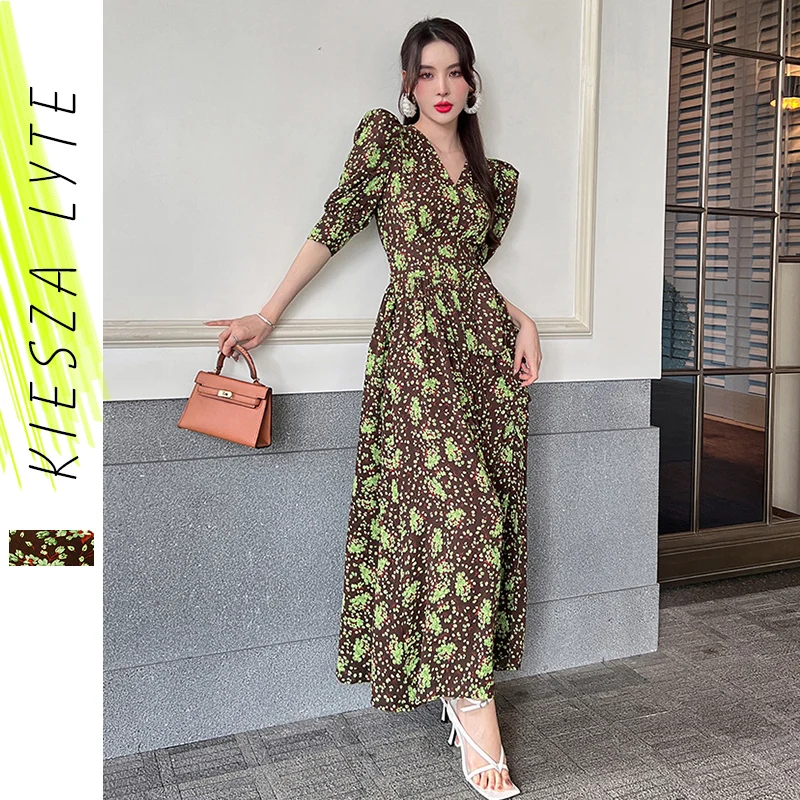 2022 Summer Floral Flowing Chiffon Dresses Holiday Boho High Waist Green Slit Bubble Sleeves Midi Dresses
2022 Summer Floral Flowing Chiffon Dresses Holiday Boho High Waist Green Slit Bubble Sleeves Midi Dresses