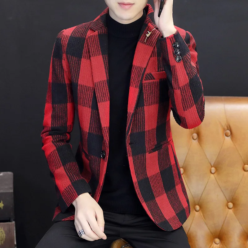 HOO 2022 Men's Autumn and Winter Plaid blazer Youth Slim Fit Handsome Business Casual Woolen blazer
HOO 2022 Men's Autumn and Winter Plaid blazer Youth Slim Fit Handsome Business Casual Woolen blazer