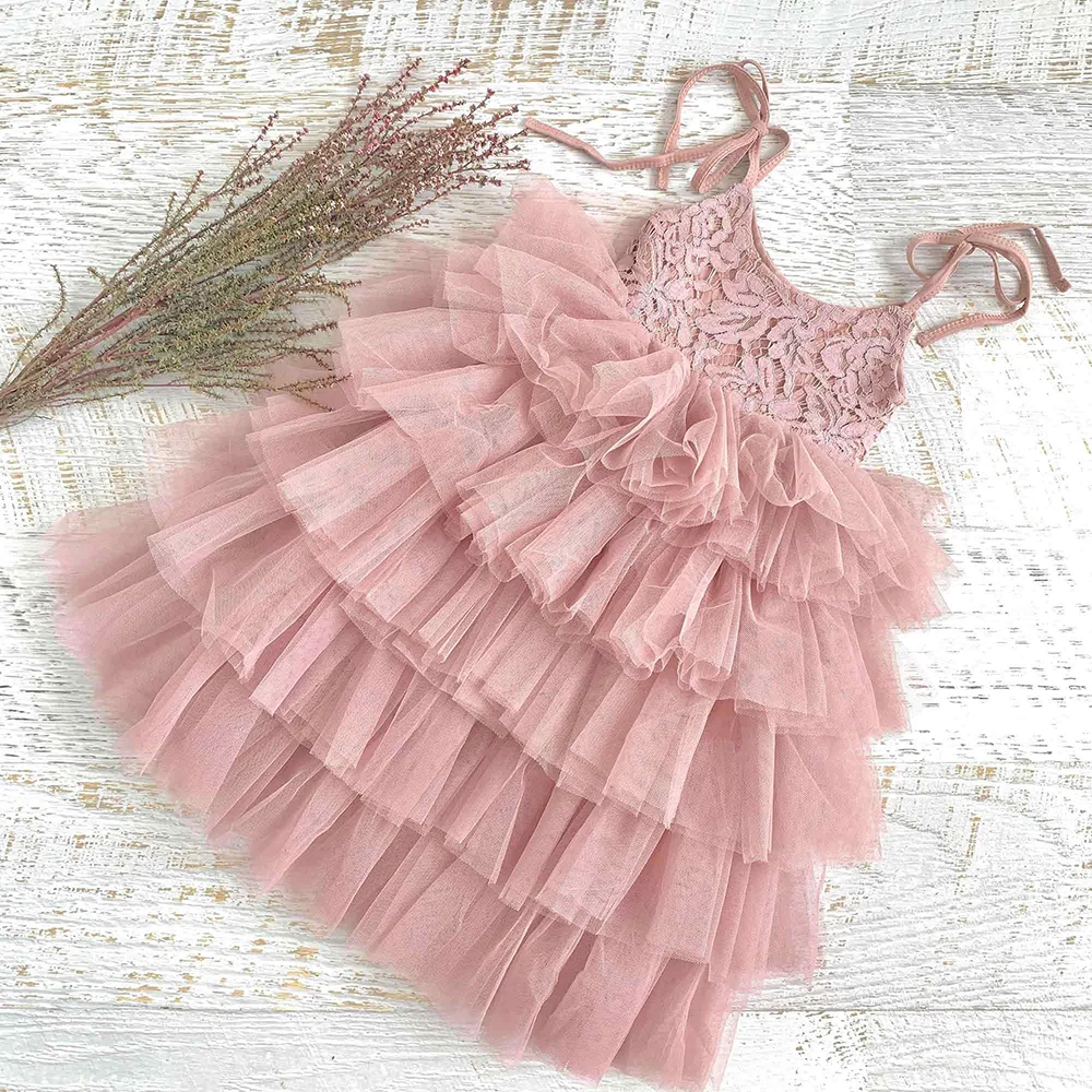 

Милое розовое праздвечерние чное платье для девочек 3, 6, 8 цветов, летнее платье принцессы на бретельках, детская одежда для свадеб с вышивкой