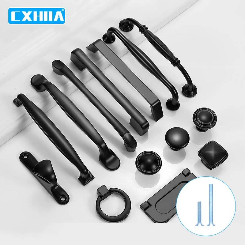 CXHIIA European Aluminum Alloy Dumb Black Handle Simple Cabinet Furniture Square Drawer Handle Solid Round Single Hole Handle
CXHIIA European Aluminum Alloy Dumb Black Handle Simple Cabinet Furniture Square Drawer Handle Solid Round Single Hole Handle