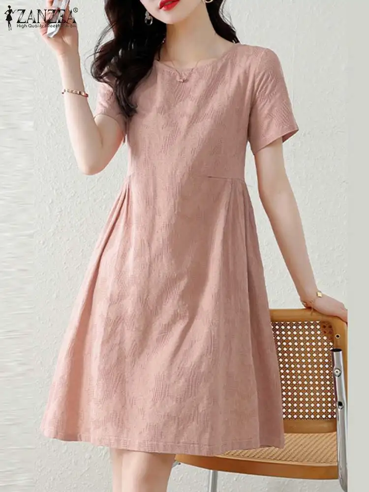 ZANZEA Women Cotton Knee-length Dress 2023 Summer Short Sleeve Vestido Casual Loose Solid Mini Dress Holiday Texture Fabric Robe
ZANZEA Women Cotton Knee-length Dress 2023 Summer Short Sleeve Vestido Casual Loose Solid Mini Dress Holiday Texture Fabric Robe