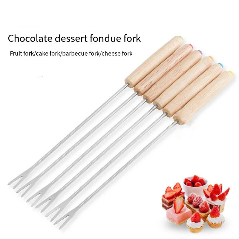 6Pcs New Oak-handle Fondue Fork Stainless Steel Chocolate Cheese Two Tooth Fork Dining Fork Fruit Fork Fruit Signature Cutlery
6Pcs New Oak-handle Fondue Fork Stainless Steel Chocolate Cheese Two Tooth Fork Dining Fork Fruit Fork Fruit Signature Cutlery