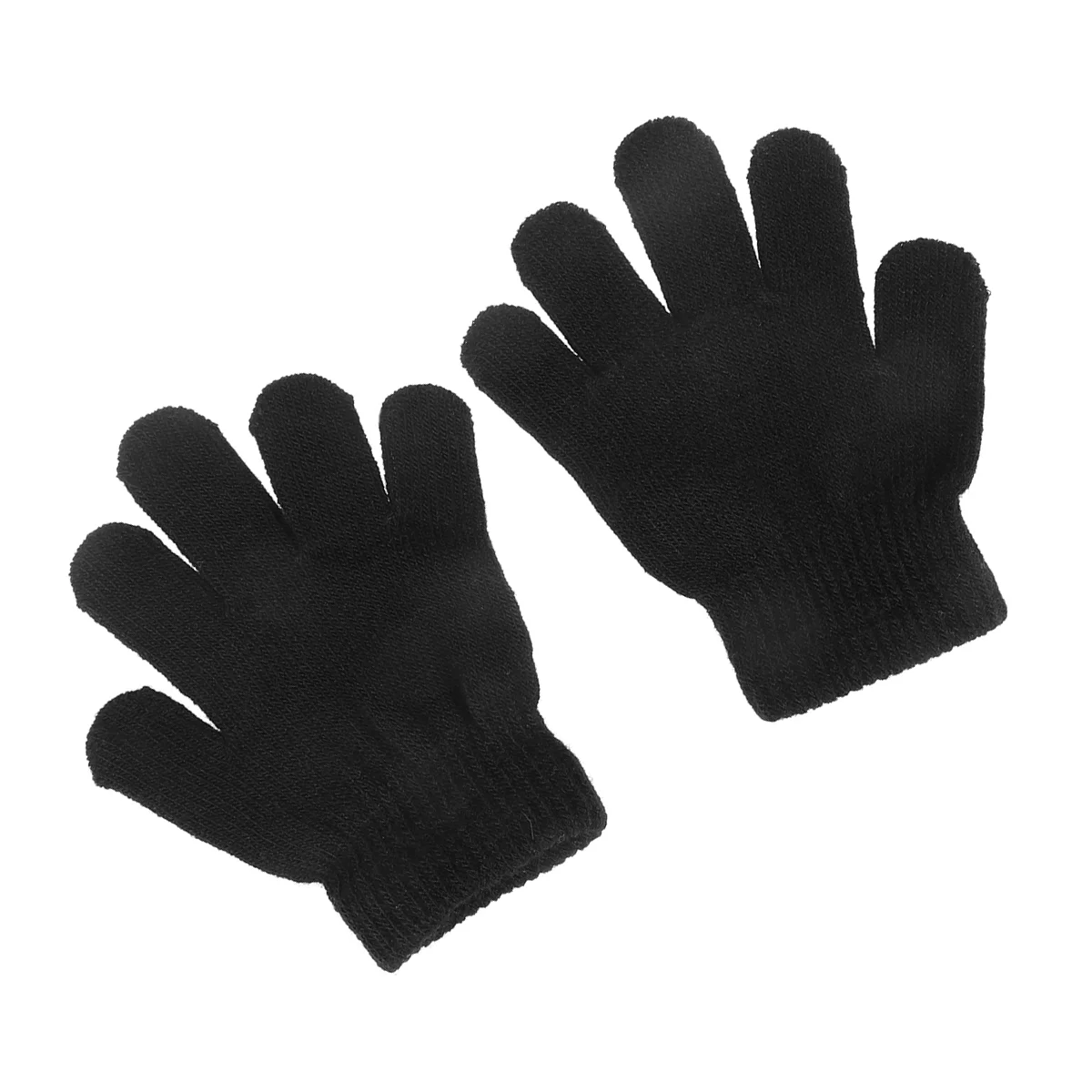 

12Pair New Fashion Kids Thick Knitted Gloves Warm Winter Gloves Children Stretch Mittens Boy Girl Hand Accessories(Black)