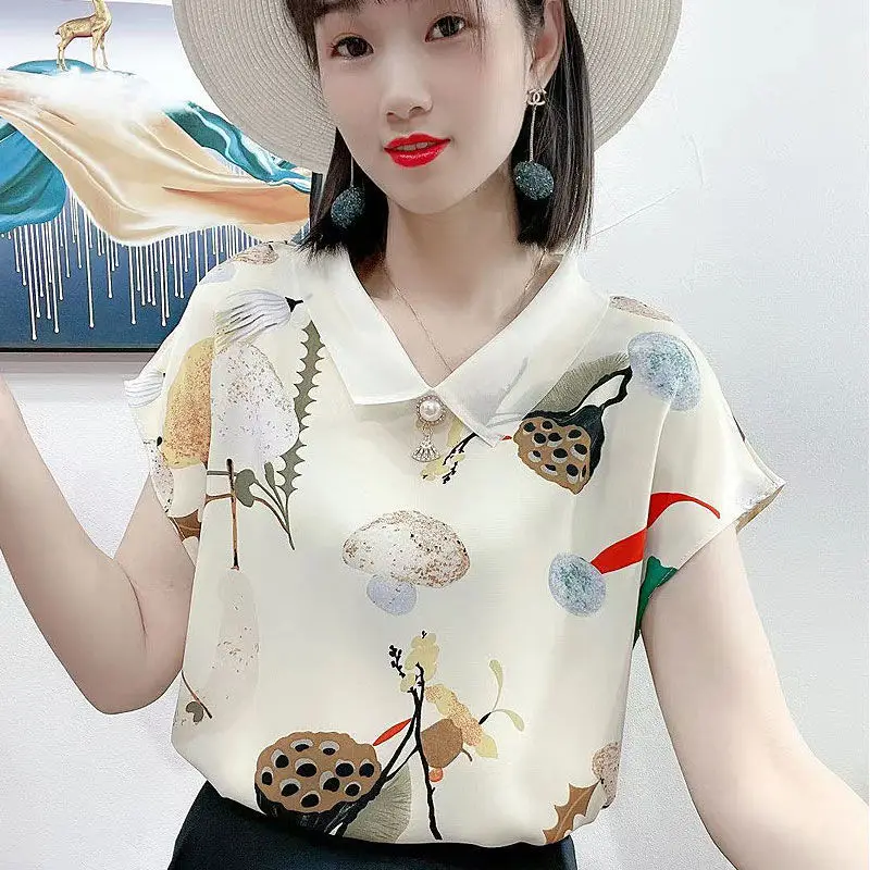 Elegant Satin Women Blouse Lapel Korean Fashion Blouses Shirts Casual Print Short Sleeve Shirt Summer Female Party Tops 4XL E15
Elegant Satin Women Blouse Lapel Korean Fashion Blouses Shirts Casual Print Short Sleeve Shirt Summer Female Party Tops 4XL E15