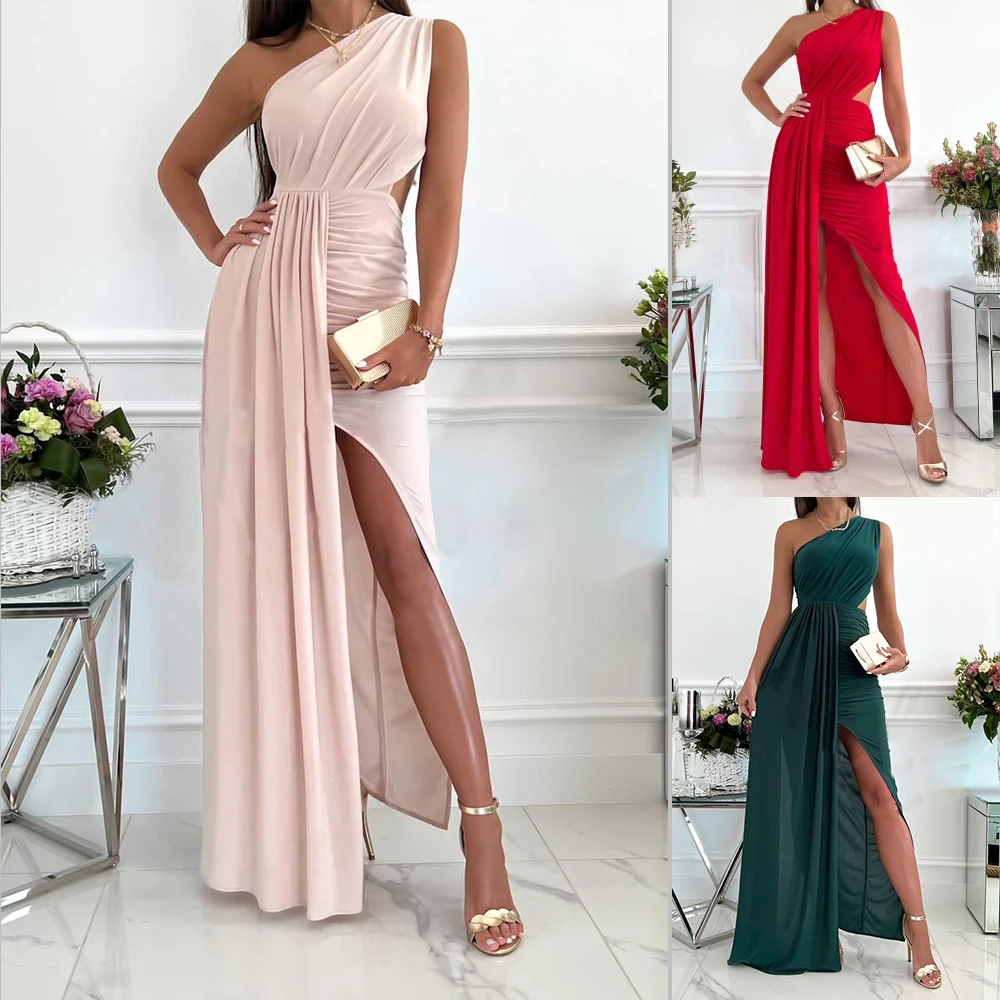Women's Summer Sleeveless Slanted Shoulder Hollow Air Quality Slit Dress Maxi Dresses for Women
Women's Summer Sleeveless Slanted Shoulder Hollow Air Quality Slit Dress Maxi Dresses for Women