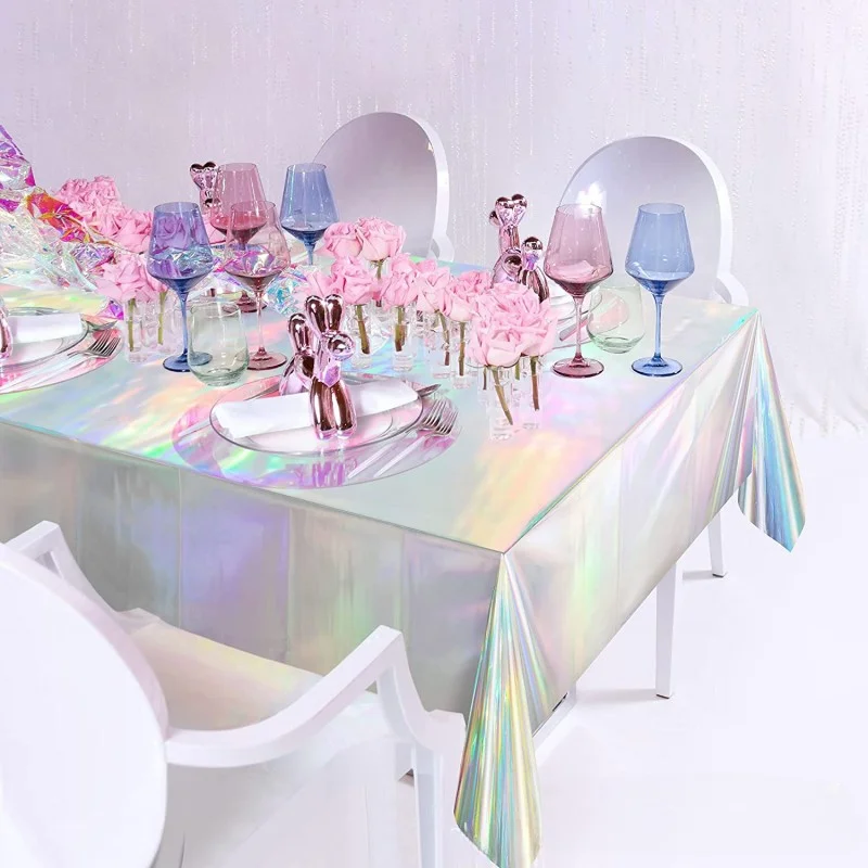 Aluminum Foil Rainbow Plastic Tablecloth Shiny Disposable Tablecloth Holographic Tablecloth Party Decoration
Aluminum Foil Rainbow Plastic Tablecloth Shiny Disposable Tablecloth Holographic Tablecloth Party Decoration