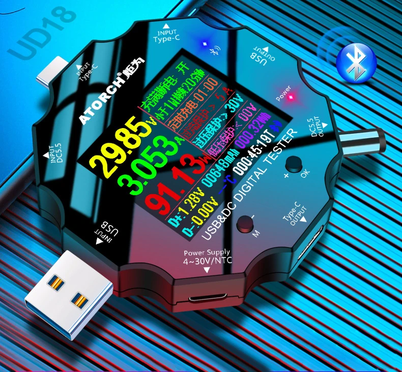 DC5.5 USB 3.0 Type-C 18 In 1 USB Tester DC Digital Voltmeter Power Bank Charger Voltage Meter
DC5.5 USB 3.0 Type-C 18 In 1 USB Tester DC Digital Voltmeter Power Bank Charger Voltage Meter