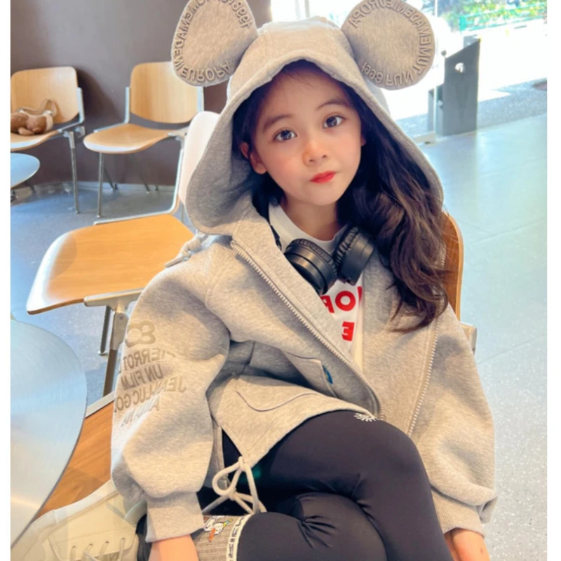 Girls Jacket Big Ears Embroidered Print Outer Top Cartoon Hooded Zipper Shirt Casual Loose Top Girls Coat Girl Clothes
Girls Jacket Big Ears Embroidered Print Outer Top Cartoon Hooded Zipper Shirt Casual Loose Top Girls Coat Girl Clothes