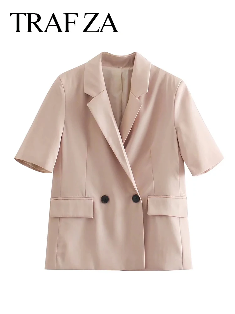 TRAF ZA Commuter Casual Solid Color Half-sleeve Suit Straight Double Row Two Button Pockets Daily Office Fashion Jacket Women
TRAF ZA Commuter Casual Solid Color Half-sleeve Suit Straight Double Row Two Button Pockets Daily Office Fashion Jacket Women