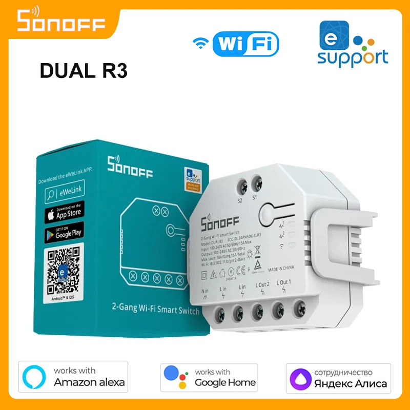 SONOFF DUAL R3 2 Gang Dual Relay Module DIY MINI Smart Switch Power Metering Smart Home Control via eWeLink Alexa Google Home
SONOFF DUAL R3 2 Gang Dual Relay Module DIY MINI Smart Switch Power Metering Smart Home Control via eWeLink Alexa Google Home