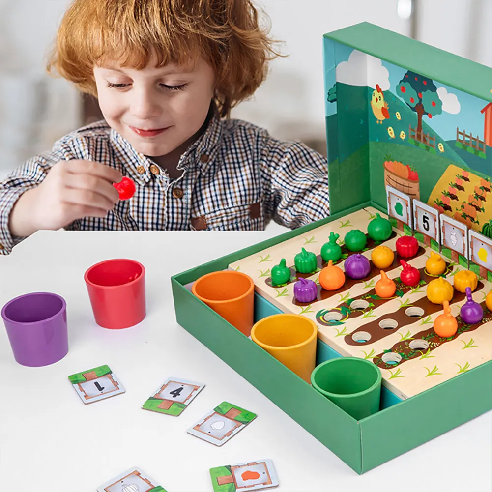 Montessori Fruits Vegetables Matching Sorting Educational Toys Wooden Veggie Farm Sorting Color Shape Cognition Set for Children
Montessori Fruits Vegetables Matching Sorting Educational Toys Wooden Veggie Farm Sorting Color Shape Cognition Set for Children