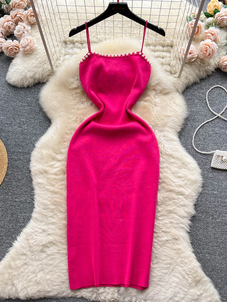 YuooMuoo Romantic Women Pearl Collar Knitted Bodycon Dress Fashion Elegant Slim Elastic Straps Party Dress Summer Robe Femme
YuooMuoo Romantic Women Pearl Collar Knitted Bodycon Dress Fashion Elegant Slim Elastic Straps Party Dress Summer Robe Femme