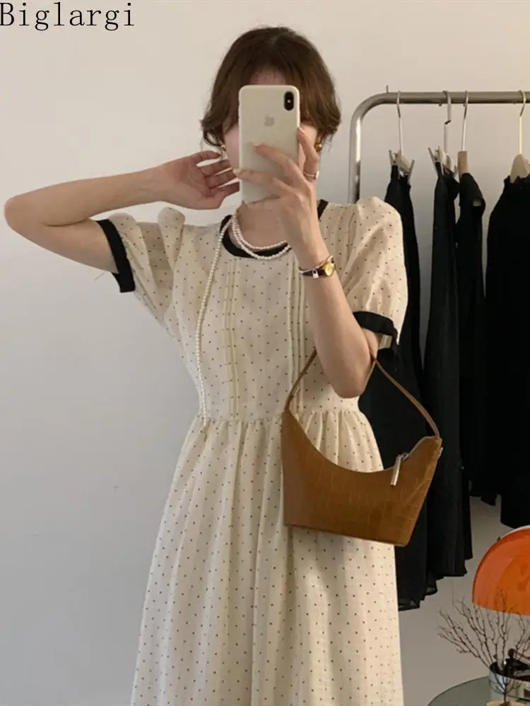 Женское платье в горошек, Элегантное Длинное платье в Корейском стиле с пышными рукавами, лето 2022
Женское платье в горошек, Элегантное Длинное платье в Корейском стиле с пышными рукавами, лето 2022