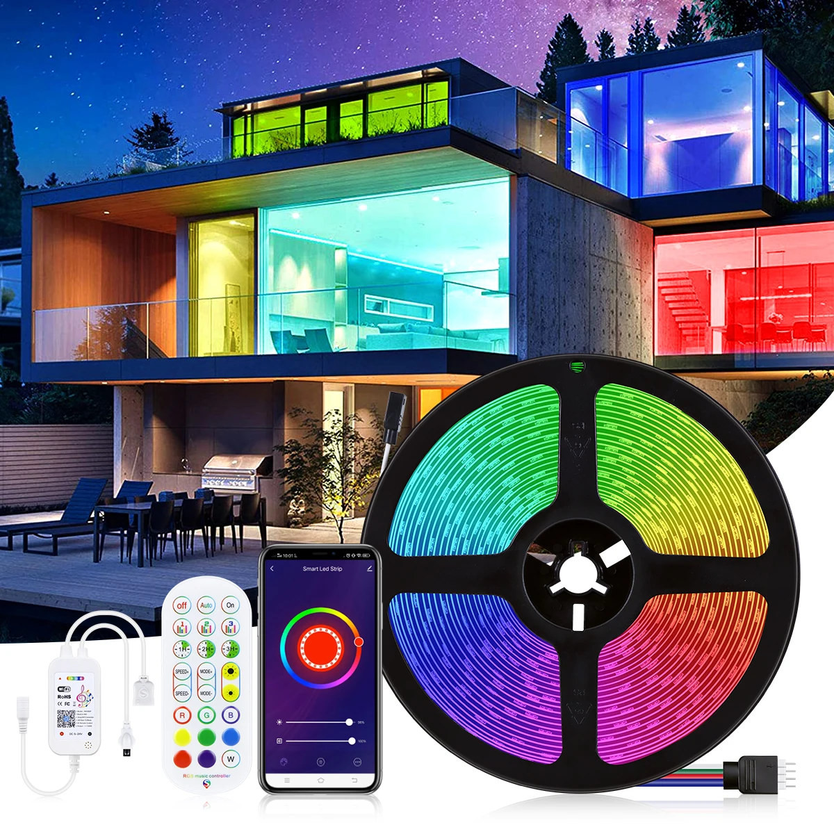 DC12V 5050 LED Strip light with Tuya APP WiFi switch control 5m 10m 15m 20m RGB neon lamp tape For TV backlight decoration Light
DC12V 5050 LED Strip light with Tuya APP WiFi switch control 5m 10m 15m 20m RGB neon lamp tape For TV backlight decoration Light