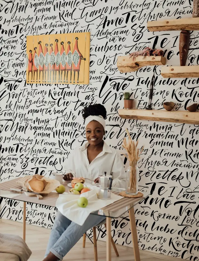 Hand Drawing Text Wallpaper Peel and Stick | Modern Calligraphy Art Hand Drawn Wall Mural | Stylish Love Letter Art Wallpaper 
Hand Drawing Text Wallpaper Peel and Stick | Modern Calligraphy Art Hand Drawn Wall Mural | Stylish Love Letter Art Wallpaper