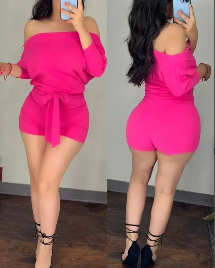 Sexy Off Shoulder Batwing Sleeve Tied Detail Romper for Women 2022 Summer New Short Sleeve Solid High Waist Jumpsuits
Sexy Off Shoulder Batwing Sleeve Tied Detail Romper for Women 2022 Summer New Short Sleeve Solid High Waist Jumpsuits