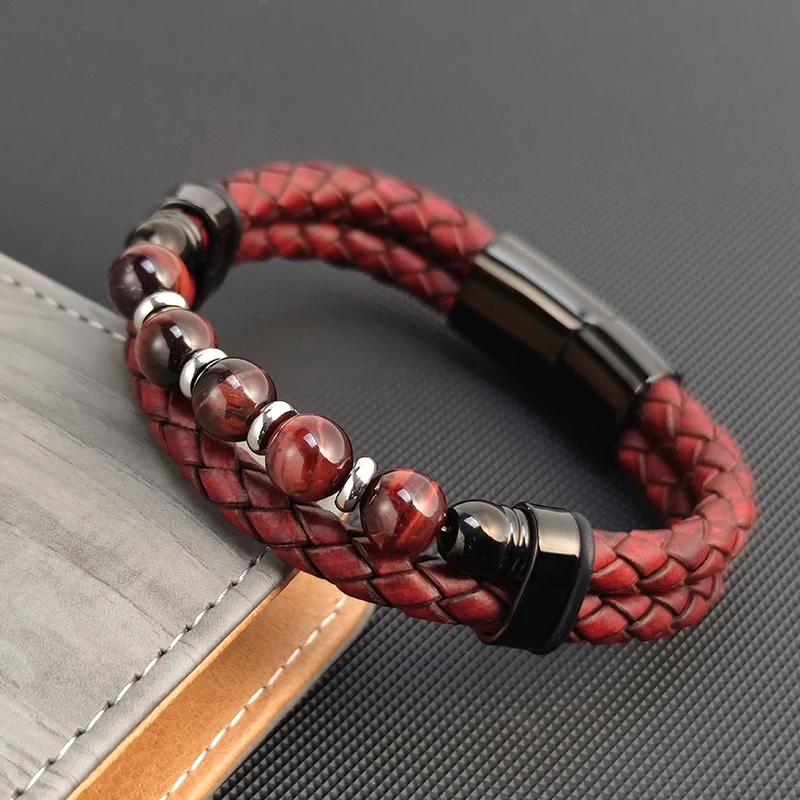 High Quality Multi Layer Braided Rope Leather Bracelet Stainless Steel Men Bangles for Red Natural Stone Charm Women Jewelry
High Quality Multi Layer Braided Rope Leather Bracelet Stainless Steel Men Bangles for Red Natural Stone Charm Women Jewelry
