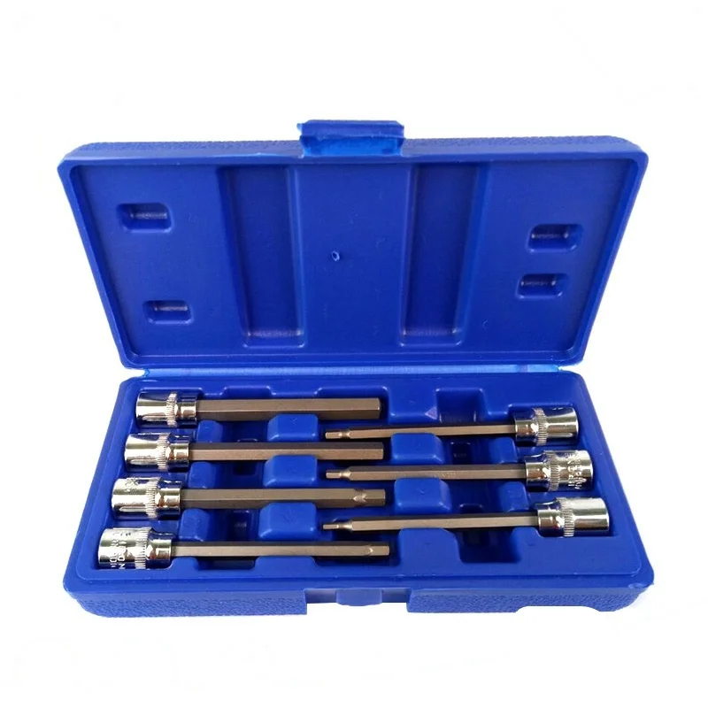 3/8 Inch 7 Piece Drive Extra Long Torx Bit Nuts Set Auto Car Repair Rotary Sleeve Type E Plum Socket Wrench Set
3/8 Inch 7 Piece Drive Extra Long Torx Bit Nuts Set Auto Car Repair Rotary Sleeve Type E Plum Socket Wrench Set