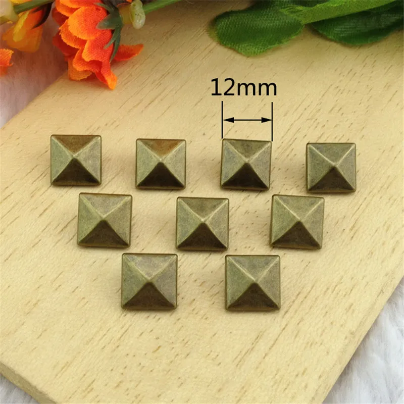 

Wholesale/Free Shipping 1000pcs 12mm Bronze Pyramid Stud Nickel Rivets Leathercraft DIY Accessories Metal Square Supplier