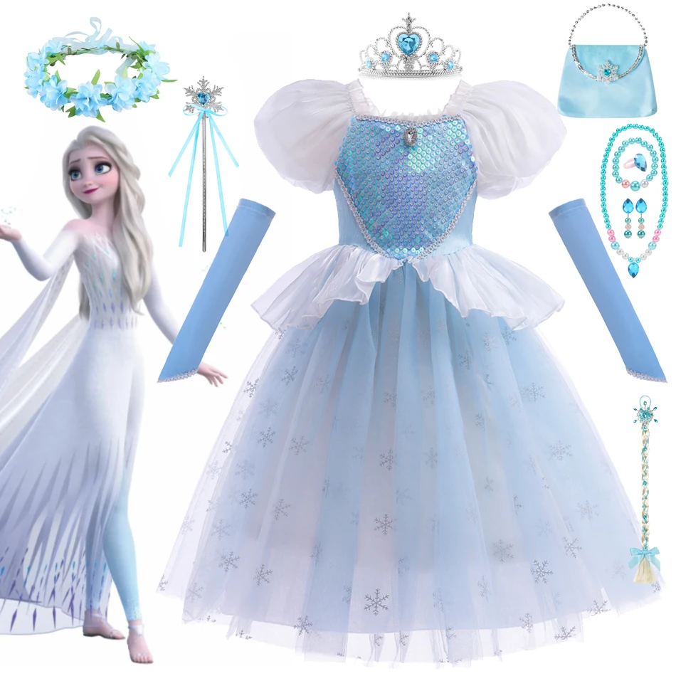 

Детское Платье Принцессы Disney «Холодное сердце», платье Анны и Эльзы для девочек, вечернее платье для косплея Снежной королевы, 2 шт.