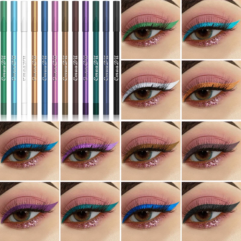 

12Pcs/Set Eyeliner Gel Pen Glitter Shimmer Eyeshadow Highlight Pencil Matte Pearlescent Waterproof Eye Silkworm Stick Makeup