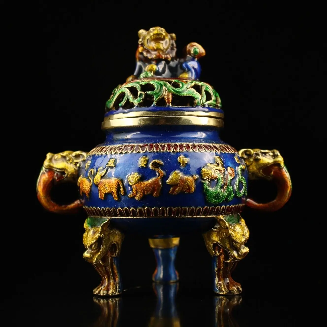 fengshui Noble Pure copper Cloisonne carved 12 zodiac three legs Incense burner
fengshui Noble Pure copper Cloisonne carved 12 zodiac three legs Incense burner