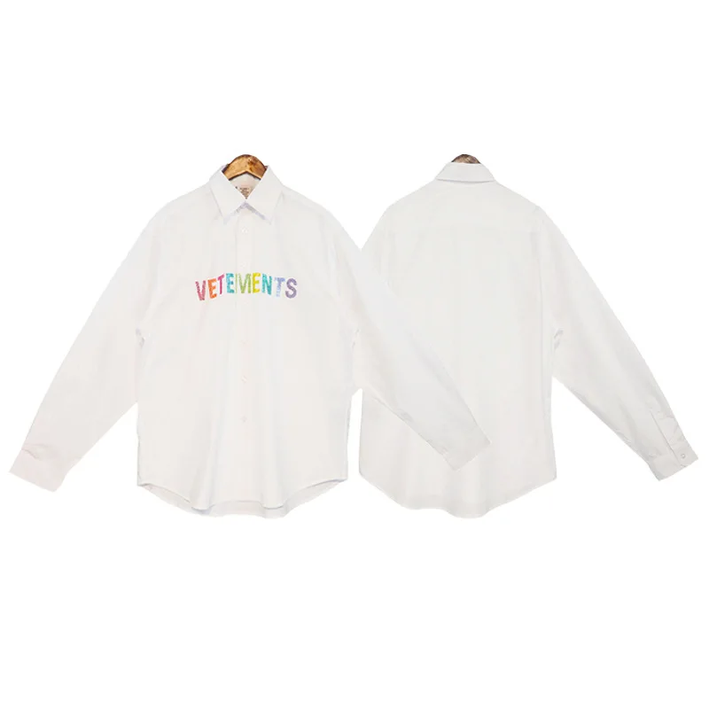 VETEMENTS Shirts Men Women Couple Thin Autumn Fashion New VTM Rainbow Diamond Letter Oversized Shirt Casual Daily Blouse Homme
VETEMENTS Shirts Men Women Couple Thin Autumn Fashion New VTM Rainbow Diamond Letter Oversized Shirt Casual Daily Blouse Homme