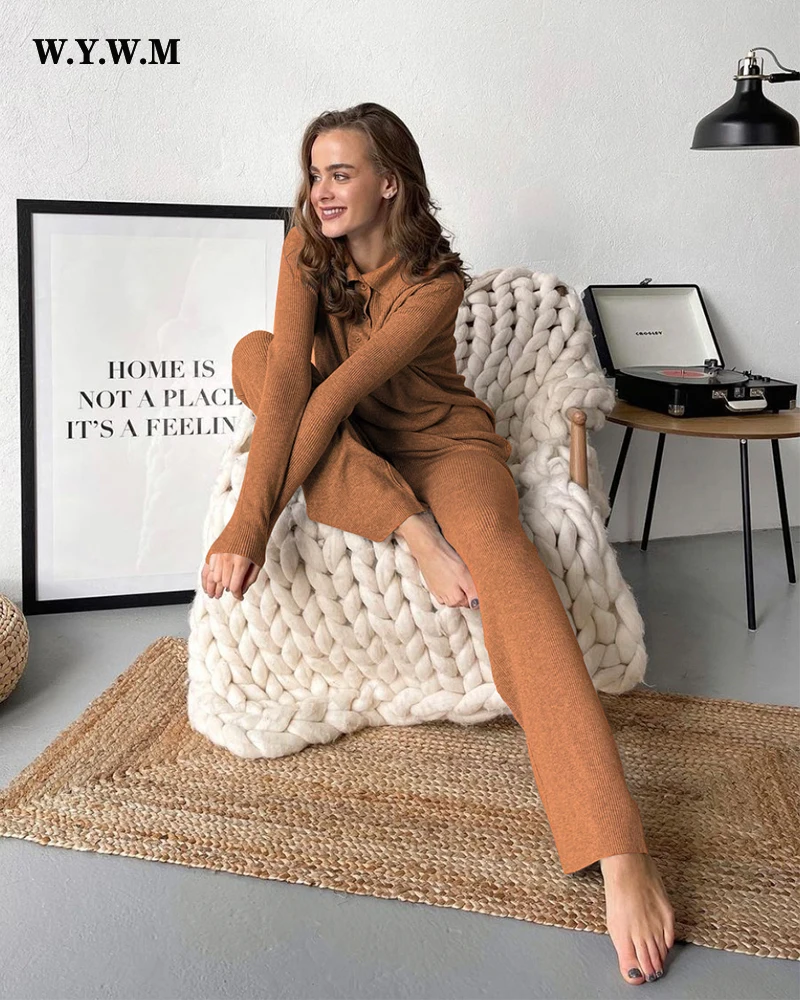 WYWM Polo-Neck Knitted Sets Women 2022 Winter Casual Vintage Two Pieces Sweater and Elastic Waist Pants Loose Outfits Tracksuit
WYWM Polo-Neck Knitted Sets Women 2022 Winter Casual Vintage Two Pieces Sweater and Elastic Waist Pants Loose Outfits Tracksuit