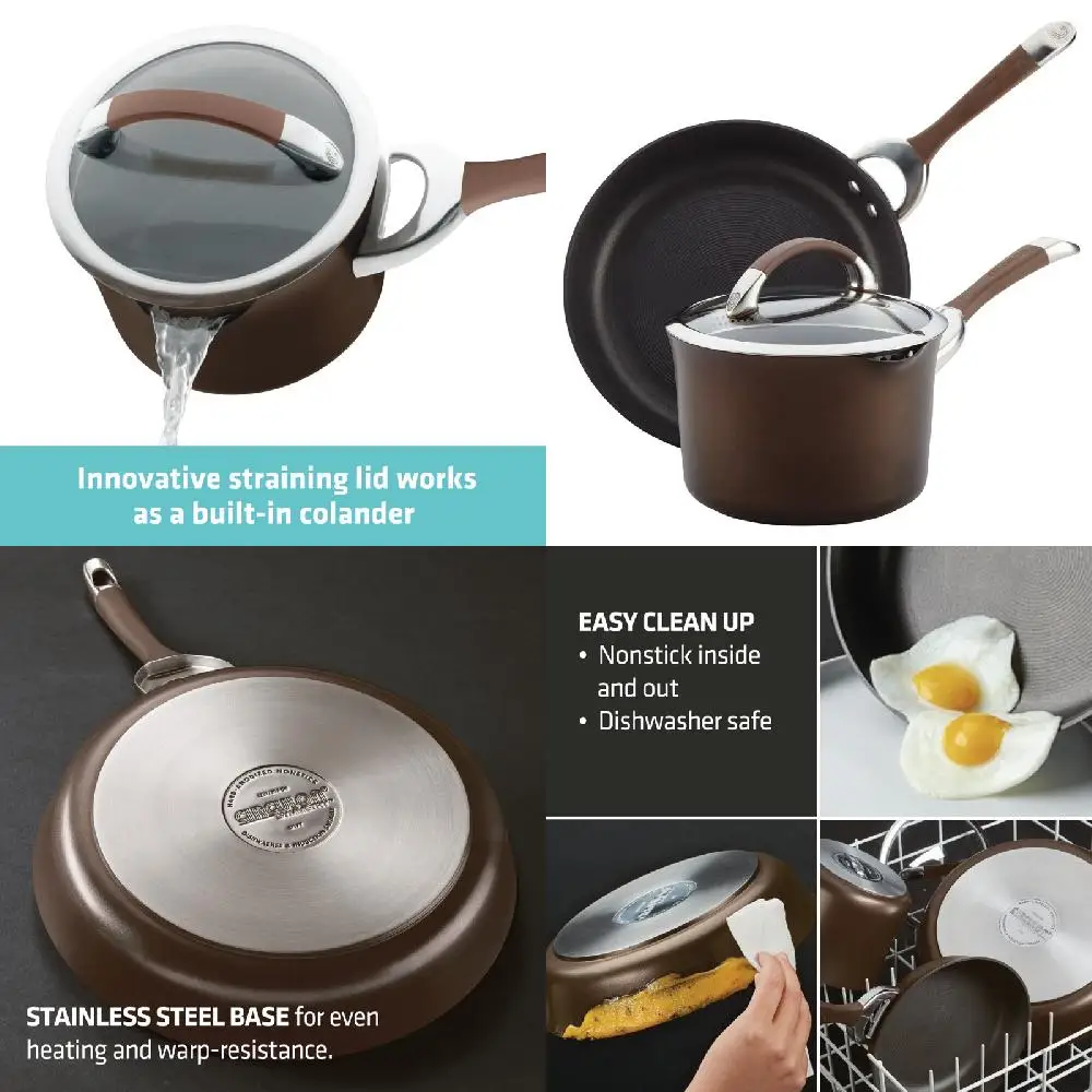 Gorgeous Brown Hard-Anodized Nonstick Induction Cookware Set - 3 Piece Chocolate Brown Pots and Pans
Gorgeous Brown Hard-Anodized Nonstick Induction Cookware Set - 3 Piece Chocolate Brown Pots and Pans