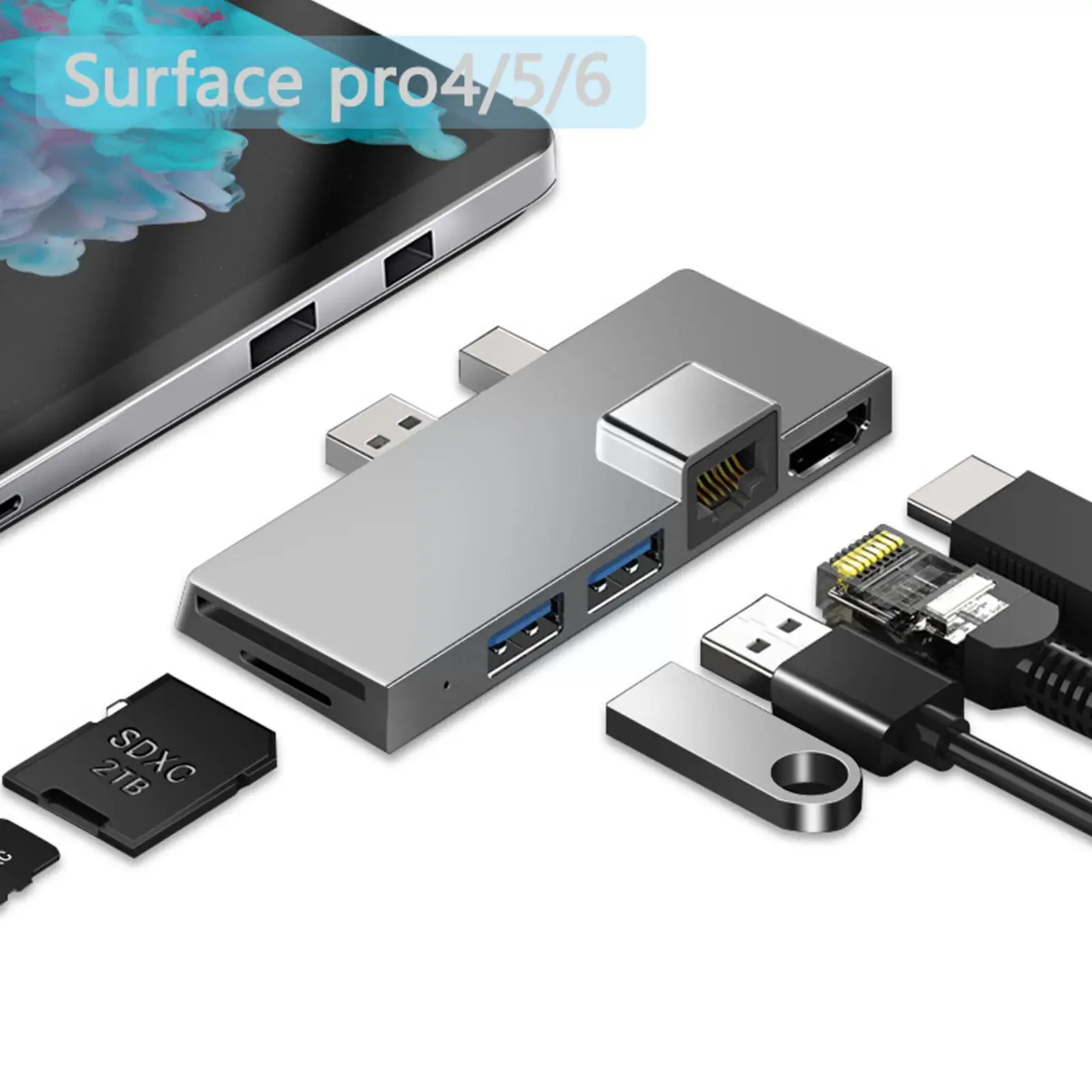 Usb-концентратор 6 в 1 для Surface Pro 4 5 6, Usb к Rj45, USB3.0, HDMI-совместимый кардридер, концентратор, плата расширения Surface Pro Conver H4S6
Usb-концентратор 6 в 1 для Surface Pro 4 5 6, Usb к Rj45, USB3.0, HDMI-совместимый кардридер, концентратор, плата расширения Surface Pro Conver H4S6