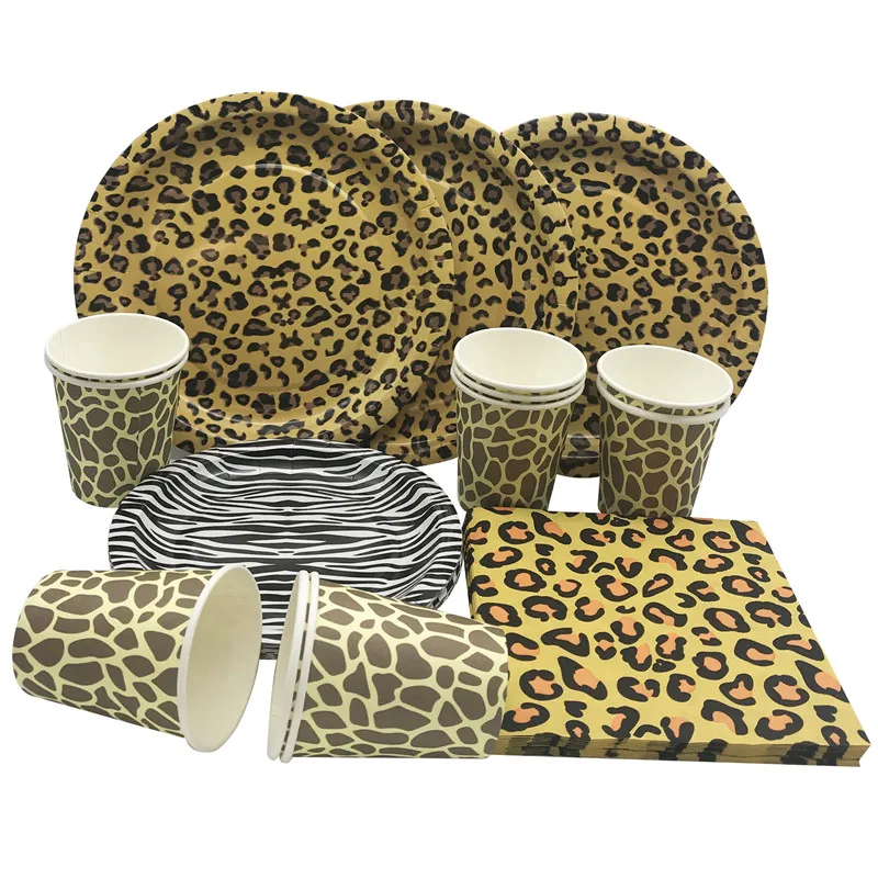 Jungle Animal Disposable Tableware Leopard Zebra Print Paper Plates Cups Napkins Birthday Party Safari Theme Baby Shower Supplie
Jungle Animal Disposable Tableware Leopard Zebra Print Paper Plates Cups Napkins Birthday Party Safari Theme Baby Shower Supplie