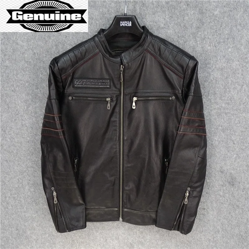 Leather Jacket Men real Cowhide Jackets Embroidered Skull Coat Motorcycle Men's Clothing Rock Clothes Male Ropa LXR919
Leather Jacket Men real Cowhide Jackets Embroidered Skull Coat Motorcycle Men's Clothing Rock Clothes Male Ropa LXR919