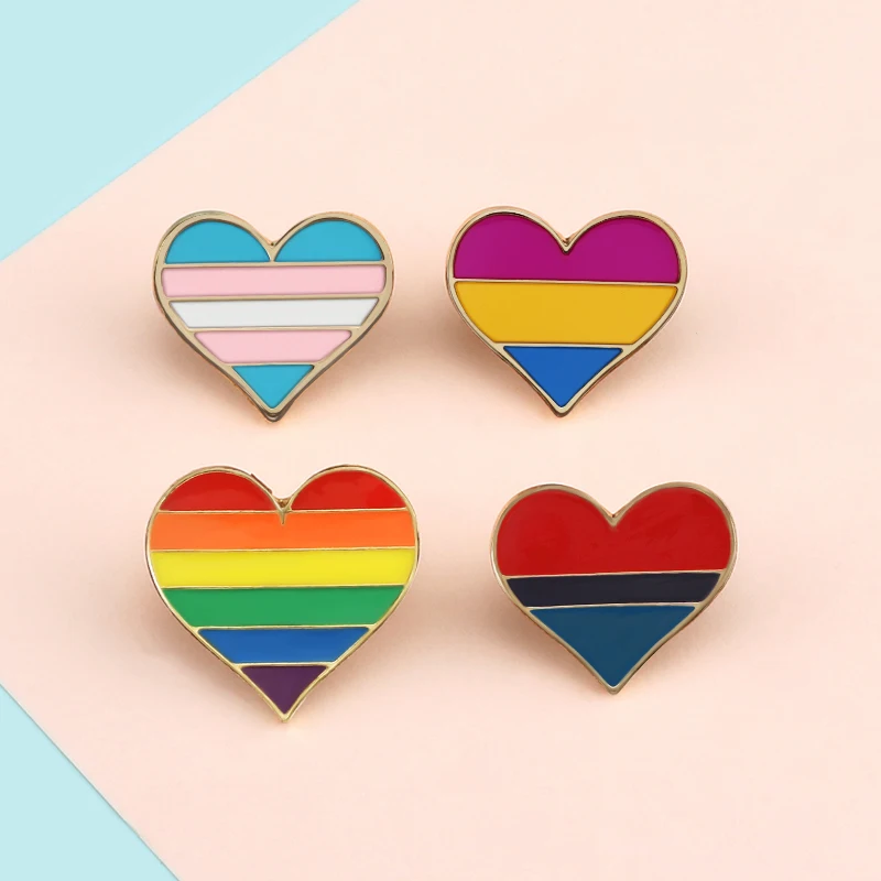 Эмалированные значки Pride ЛГБТ с радужным сердцем броши для лесбиянок геев курток