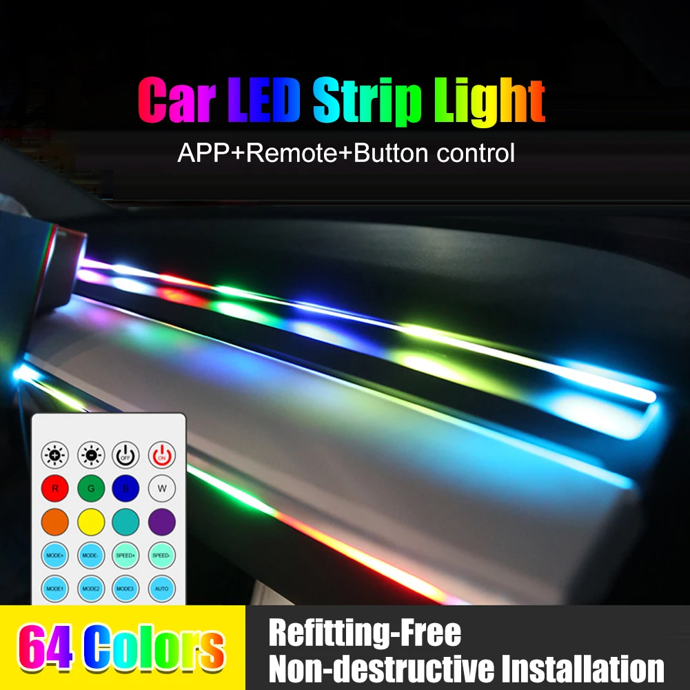 Car Interior Light 64 Colors Optical Auto LED Neon Light Flexible Atmosphere Strip Lamp APP Remote Control Music Sync Rope Light
Car Interior Light 64 Colors Optical Auto LED Neon Light Flexible Atmosphere Strip Lamp APP Remote Control Music Sync Rope Light