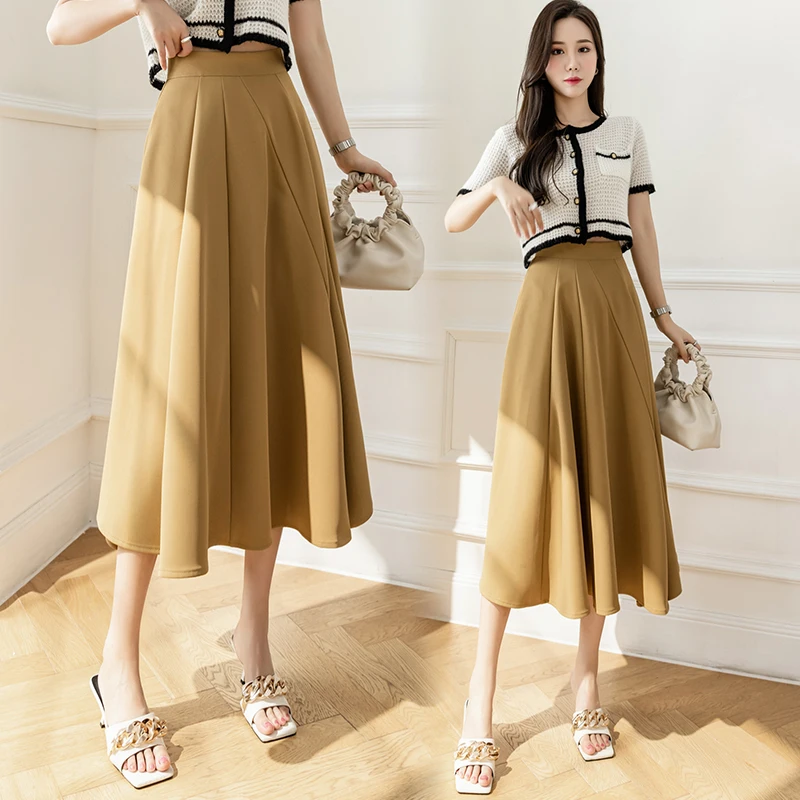 2022 New Fashion High Waist A-line Women Long Skirt Spring Summer Vintage Umbrella Skirt Ladies Elegant Midi Skirts 
2022 New Fashion High Waist A-line Women Long Skirt Spring Summer Vintage Umbrella Skirt Ladies Elegant Midi Skirts