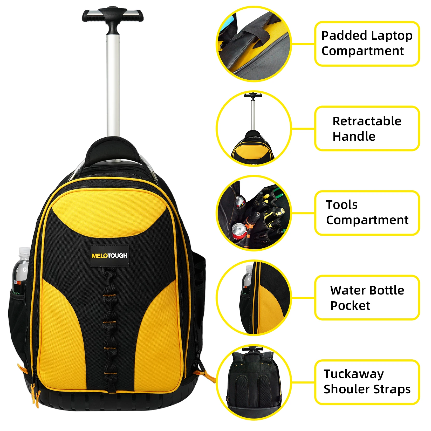 MELOTOUGH Wheeled RollingTool Bag Heavy Duty Tool Backpack for Men Tool Organizer Bag with 37 Pockets Including Laptop Sleeve
MELOTOUGH Wheeled RollingTool Bag Heavy Duty Tool Backpack for Men Tool Organizer Bag with 37 Pockets Including Laptop Sleeve