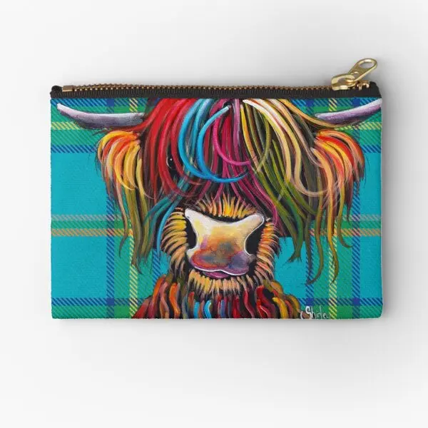 

Scottish Highland Cow Tartan Nelly B Zipper Pouches Cosmetic Packaging Pocket Pure Small Money Wallet Women Panties Coin Socks