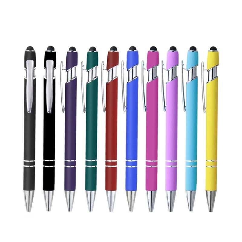 

10 Pcs Ballpoint Pens Convenient Metal Capactive Stylus Pens for Touch-Screens 1.0mm Black Work Pen with Clip Office Pen