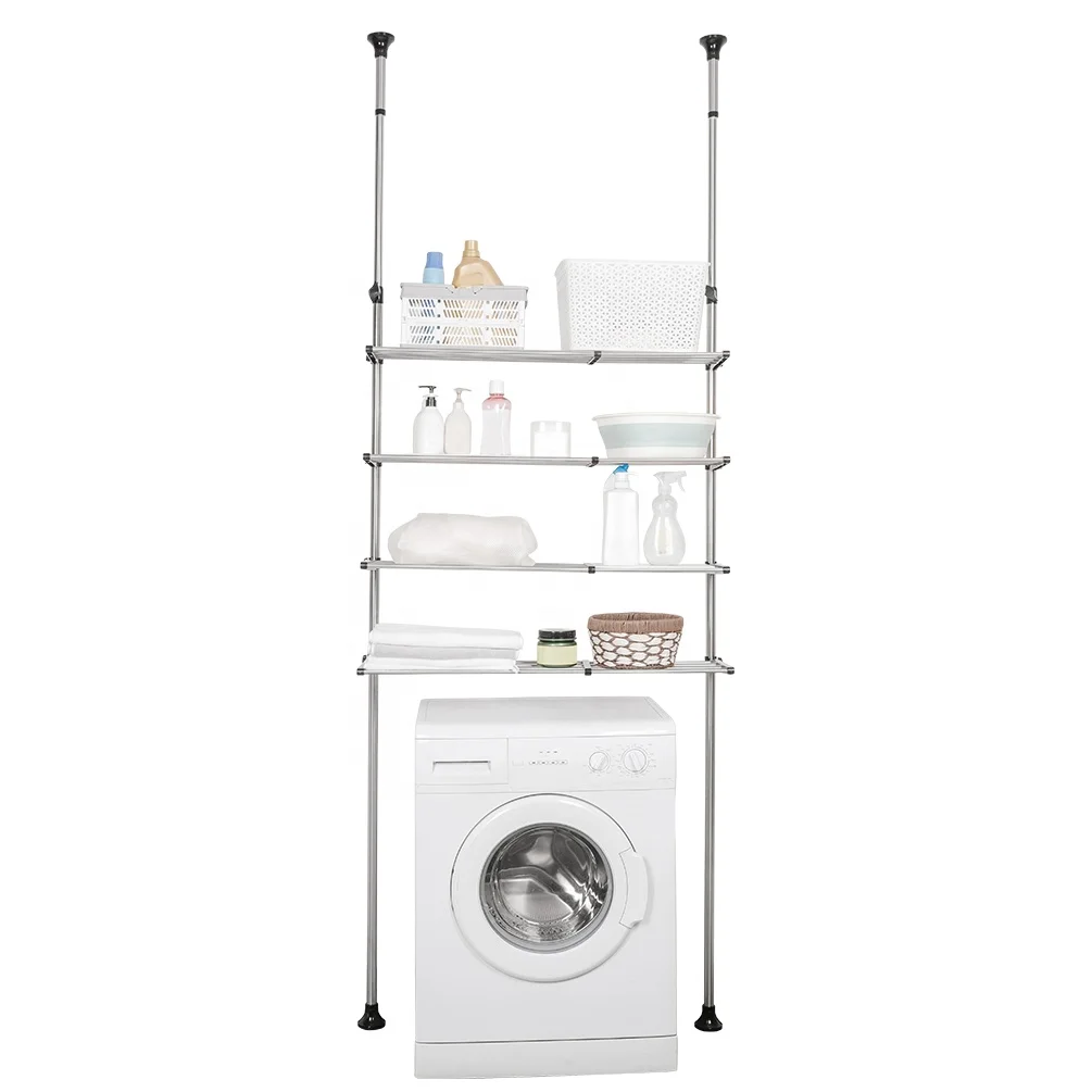 BAOYOUNI 4 Tier Adjustable Shelves Over Toilet Telescopic Pole Bathroom Organizer Rack Space Saver Above Wash Machine Shelf
BAOYOUNI 4 Tier Adjustable Shelves Over Toilet Telescopic Pole Bathroom Organizer Rack Space Saver Above Wash Machine Shelf