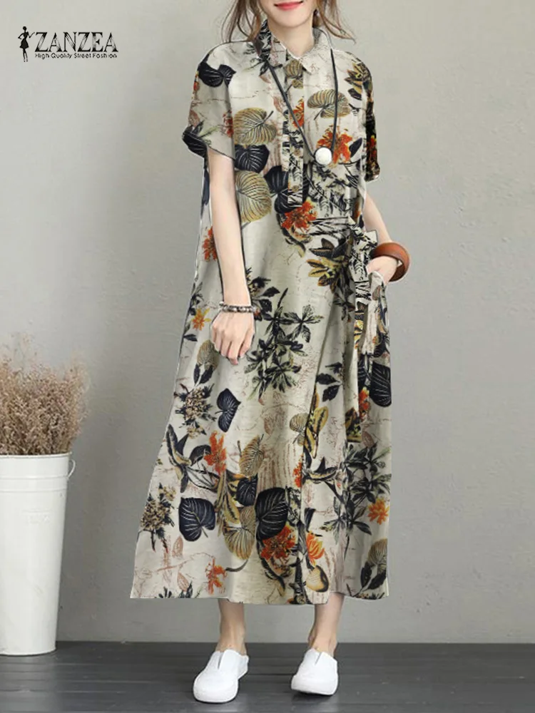 Vintage Lapel Neck Short Sleeve Shirt Dress ZANZEA Women Summer Bohemian Floral Printed Holiday Sundress Retro Vestidos Kaftan
Vintage Lapel Neck Short Sleeve Shirt Dress ZANZEA Women Summer Bohemian Floral Printed Holiday Sundress Retro Vestidos Kaftan
