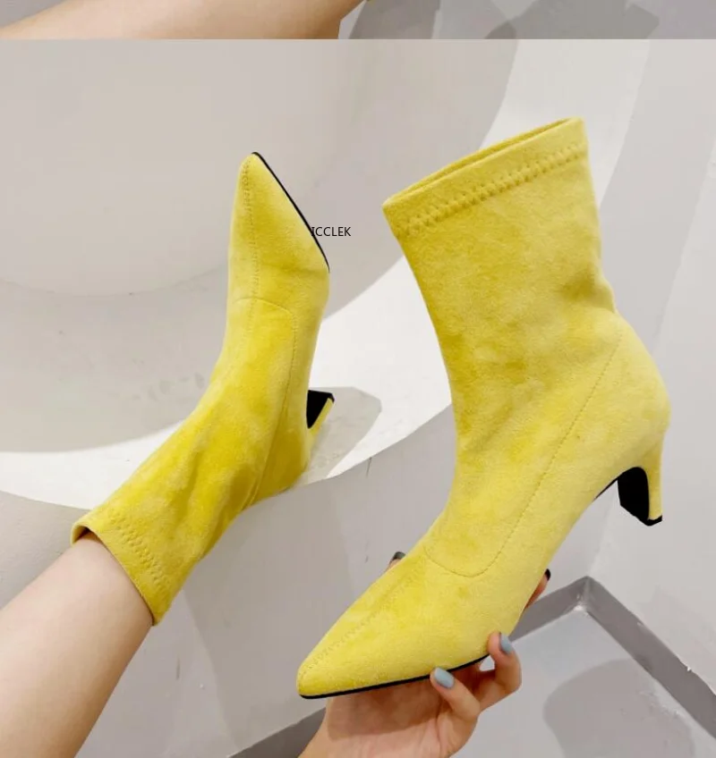 Fashion Sewing Women Ankle Boots Square High Heels Winter Pointed Toe Ladies Sock Booties Handmade
Fashion Sewing Women Ankle Boots Square High Heels Winter Pointed Toe Ladies Sock Booties Handmade