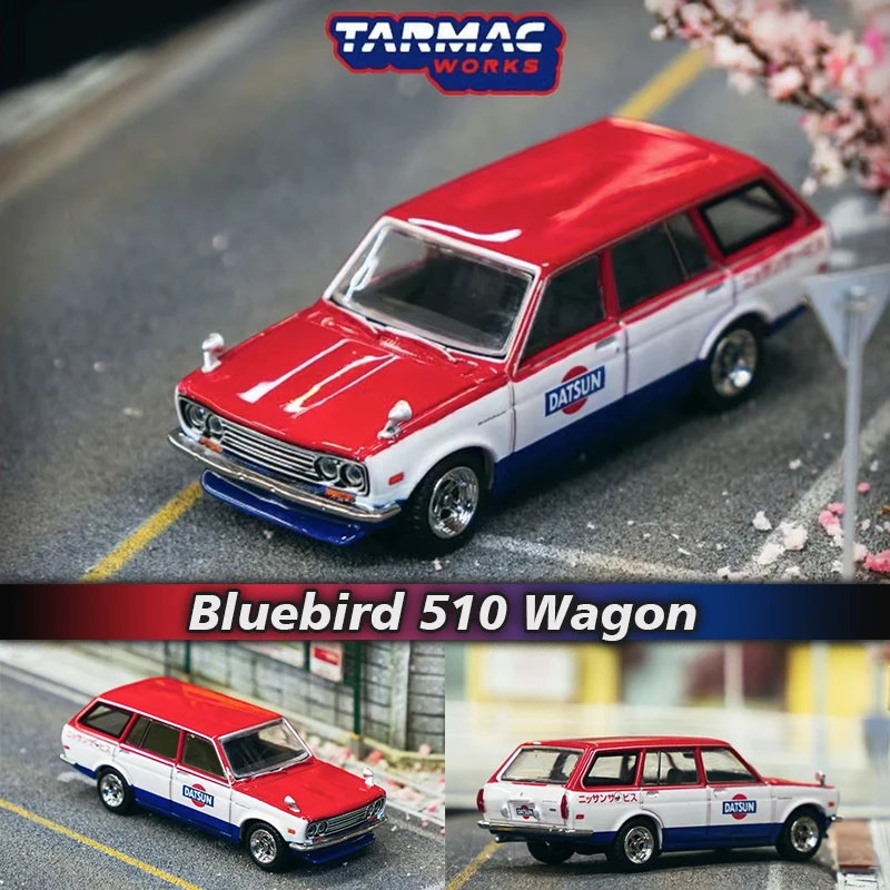 

Tarmac Works TW 1:64 Bluebird 510 Wagon Red Blue Alloy Diorama Car Model Collection Miniature Carros Toys In Stock