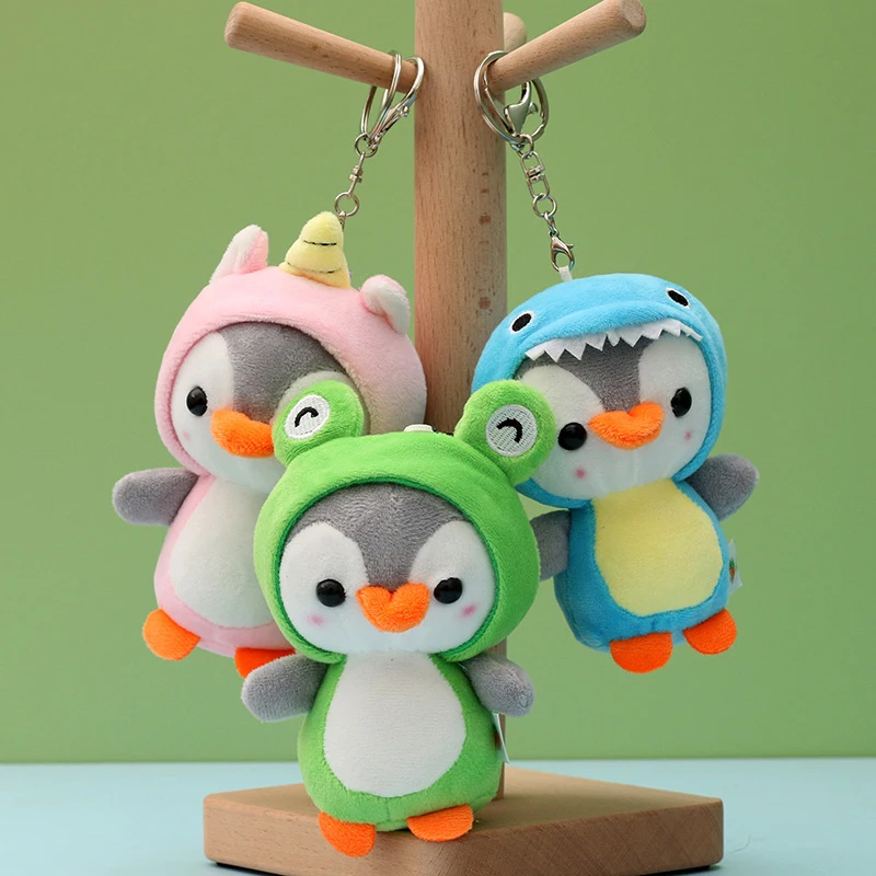 

10CM Penguin Stuffed Plush Animal Pendant Keychain Doll Stroller Toys for Children Kids Small Mini Plush Toys