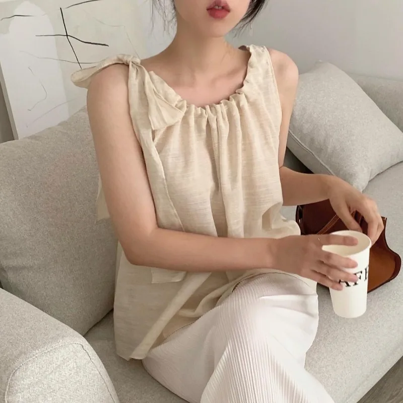 WDMSNA Pleated Bow Tie Tank Top Women Korean Chic Summer New Y2k Clothes Simple Ropa Mujer Temperament Loose Camisole Female
WDMSNA Pleated Bow Tie Tank Top Women Korean Chic Summer New Y2k Clothes Simple Ropa Mujer Temperament Loose Camisole Female